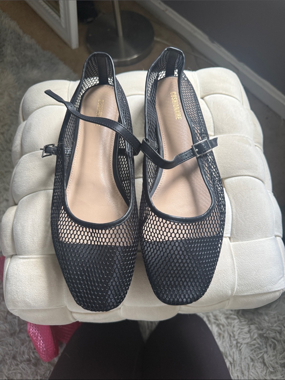 Caslon Black Mesh Mary Jane Flats with Adjustable Strap